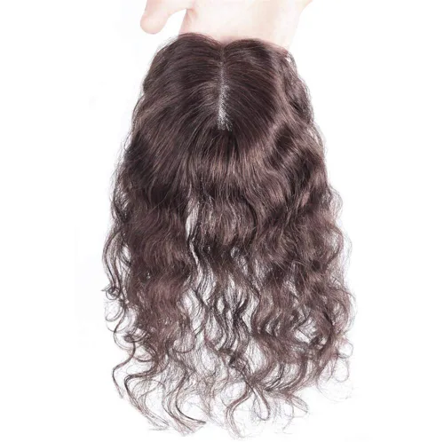 Vista 2 de Corona de cabello humano real rizado para mujer, 3 x 4 pulgadas, mono, 10 pulgadas, negro natural