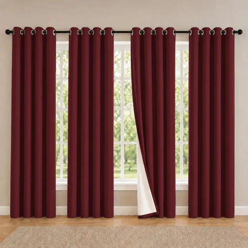 Vista 64 de 2 paneles de cortinas 100% opacas, de peso medio, con aislamiento térmico y ojales para dormitorio, sala de estar, tratamiento de ventana
