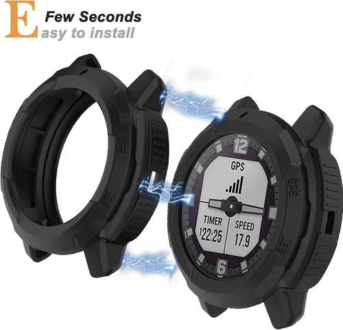 Vista 5 de Miimall Compatible con Garmin Instinct Crossover Case, resistente a los arañazos Anti-caída TPU Funda de protección militar para accesorios solares