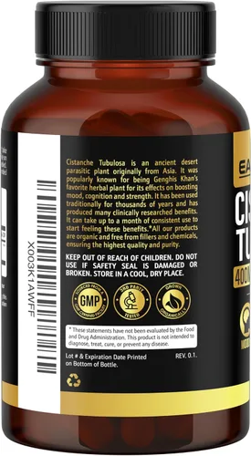 Vista 8 de Earth Elixir Suplemento Cistanche para hombres y mujeres – Potentes cápsulas de extracto de Cistanche Tubulosa para soporte diario de vitalidad