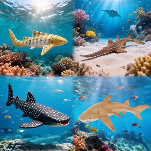 Vista 9 de Toymany 10 figuras realistas de juguete de baño de tiburón de 5 a 6 pulgadas de largo, juego de figuras de plástico de animales marinos del océano