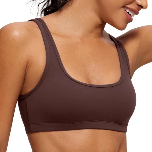 Vista 27 de CRZ YOGA Butterluxe - Mini brasier para mujer, cuello redondo, de bajo impacto, inalámbrico, deportivo, yoga, acolchado, para entrenamiento