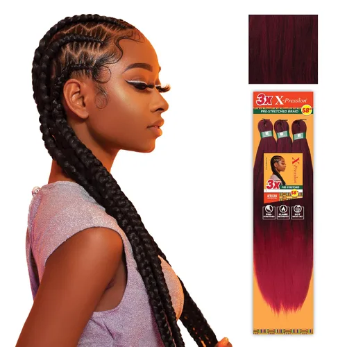 Vista 64 de Sensationnel X-Pression - Trenzas sintéticas prestiradas, 3 unidades, 58 pulgadas, negro azabache 1 Cabello trenzado, Kanekalon, ignífugo