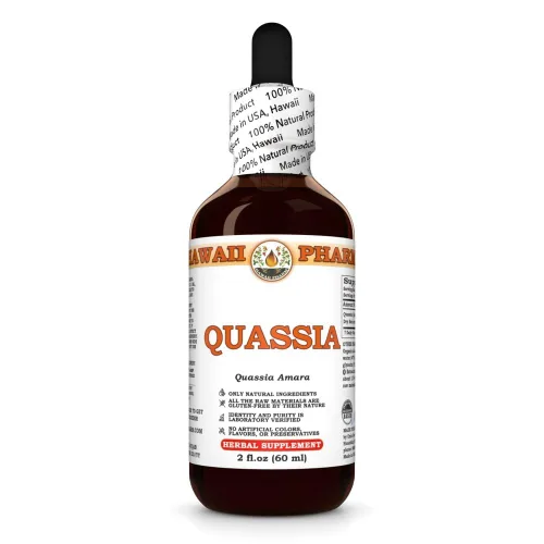 Vista 2 de Quassia (Quassia amara) Extracto líquido, tintura, suplemento de hierbas, Hawaii Pharm, fabricado en EE. UU., 2 x 2 onzas líquidas