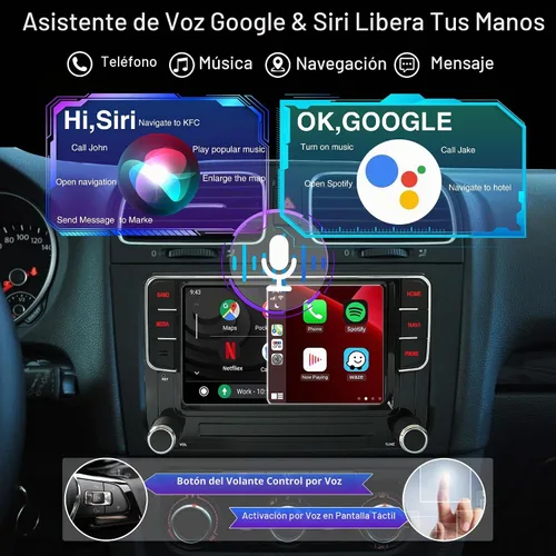 Vista 6 de 7" Android 13 Radio de coche con Carplay inalámbrico Android Auto GPS Navegación Estéreo de coche 8-CORE 2+32G Pantalla táctil IPS WiFi BT FM AM DSP