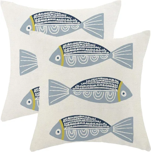 Vista 18 de Fundas de Almohada de Antílope 16x16 Paquete de 2, Fundas de Almohada Decorativas con Estampado de Piel de Animal Azul Marino, Fundas de Almohada
