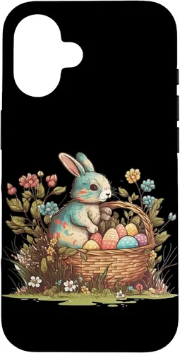 Vista 32 de Happy Easter Day Easter Bunny Happy Easter Egg Basket Case for iPhone 17