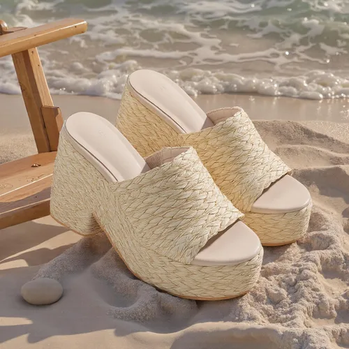Vista 4 de CYNLLIO Alpargatas Sandalias de plataforma con punta abierta, tacón alto grueso, sandalias de moda para verano, al aire libre, playa, zapatos