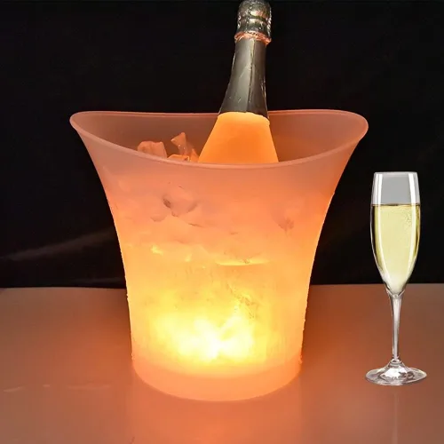 Vista 7 de Cubo de hielo LED, cubo de hielo iluminado de gran capacidad regular de 5 litros con cambio automático de 7 colores para fiesta/hogar/bar, cubo