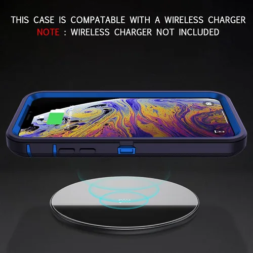 Vista 6 de I-HONVA Funda para iPhone Xs Max, a prueba de golpes, a prueba de polvo y caídas, 3 capas de protección de cuerpo completo