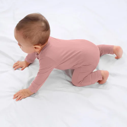 Vista 7 de GUISBY Mameluco sin pies para bebé, pijama de rayón con cremallera de 2 vías con manga larga