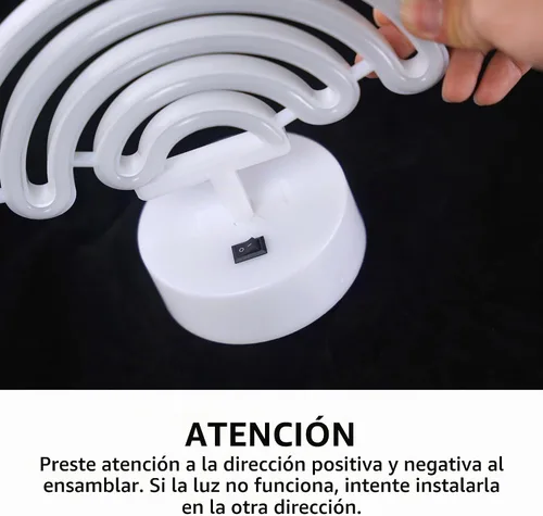 Vista 6 de Letrero de neón arcoíris con base, letreros de luz de neón arcoíris, lámpara LED para habitación de bebé, luces de noche de mesa alimentadas por USB