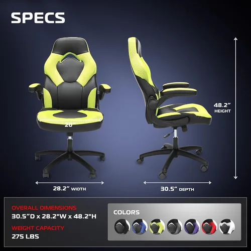 Vista 2 de RESPAWN 3085 Silla de juegos, silla ergonómica de oficina, reposacabezas Verde
