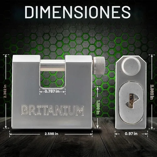 Vista 2 de Britanium® BRX66 Candado de contenedor de alta resistencia con 5 llaves – Eslabones resistentes a cortes de 10 mm, cilindro de latón antitaladro