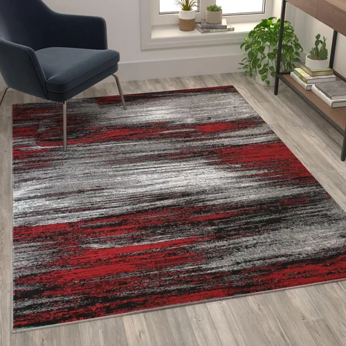 Vista 12 de Flash Furniture Rylan Collection - Alfombra contemporánea de olefinas azules, de pelo alto, 2 x 10 pies, respaldo de yute, pasillo, entrada