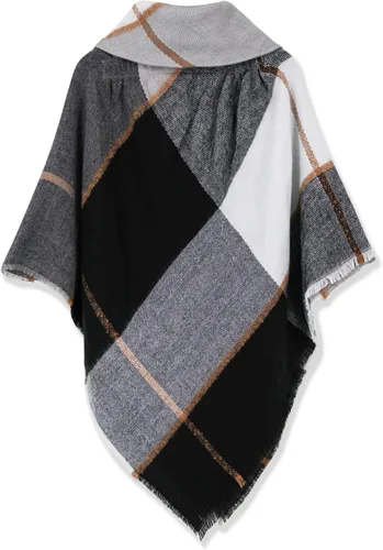 Vista 31 de Moss Rose Chal de viaje para mujer, capa tipo poncho de frente abierto para otoño e invierno