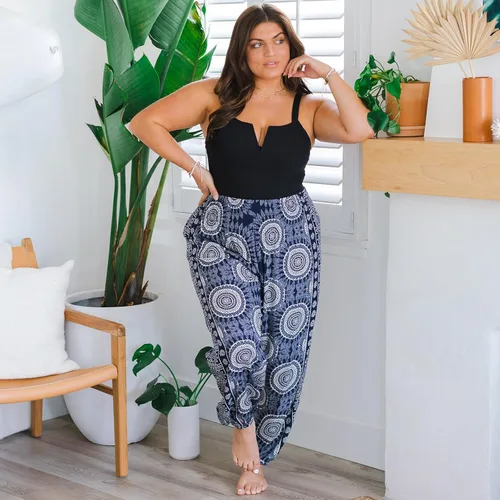 Vista 8 de Lotus and Luna Pantalones de harén para mujer, pantalones tailandeses para playa y descanso, cintura alta, pantalones bohemios, pantalones geniales