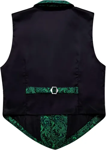 Vista 4 de Barry.Wang Conjunto de chaleco victoriano de seda para hombre, cuello a medida, chaleco gótico steampunk, formalocio, Oro