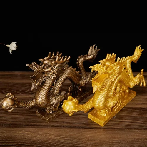 Vista 8 de Zerodeko Estatua de dragón Fengshui, año de 2024, figura de dragón del zodiaco chino, estatua de dragón auspicioso chino, decoración de año nuevo