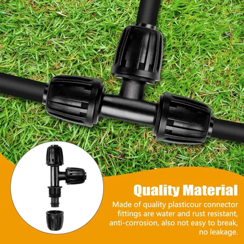 Vista 4 de Paquete de 10 accesorios de riego por goteo, conectores en T de púas de bloqueo para tubos de 1/2 pulgadas, camiseta de riego por goteo