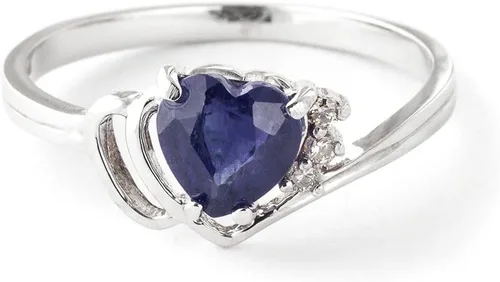 Vista 2 de Galaxy Gold GG Anillo de oro de 14 quilates con diamantes auténticos y zafiro natural en forma de corazón