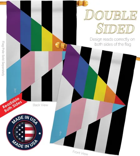 Vista 3 de Bandera LGBTQ del Mes del Orgullo Gay Trans Straight Ally Banderas Decoración del Hogar Regalos Pequeña Bandera Arco Iris Interior Banner 4 de Julio