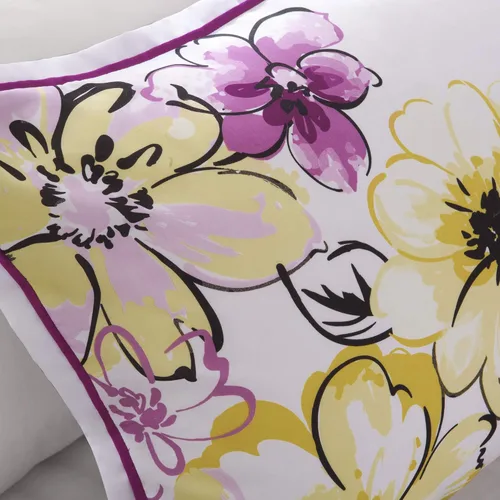 Vista 6 de Juego de edredón de Intelligent Design con diseño floral vibrante, ropa de cama para niñas, juego de funda de almohada combinada, almohada Floral