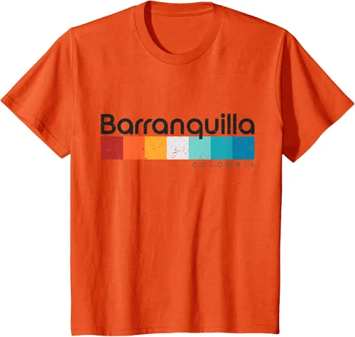 Vista 36 de Barranquilla Colombia - Camiseta de diseño vintage de estilo retro, Blanco, S