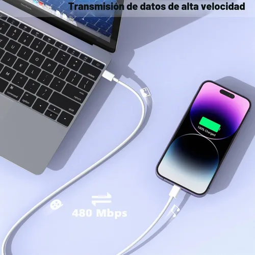 Vista 3 de Cargador de iPhone de carga rápida, PD i Phone USB C Cargador de pared Bloque i Phone 14 Cargador rápido con cable USB C a Lightning de 3 pies, cubo