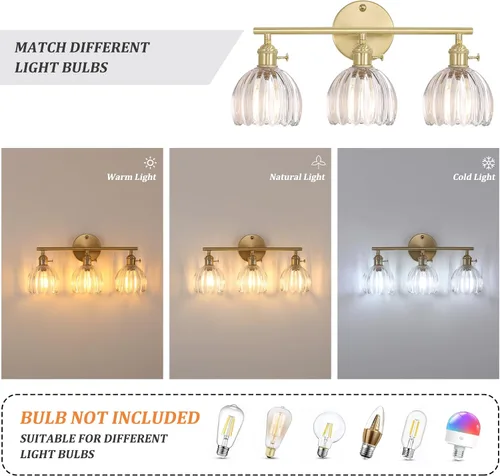 Vista 53 de Shenmoyl Lámparas de baño, lámpara de pared de 2 luces para tocador sobre espejo con pantalla de vidrio tulipán blanco para dormitorio, sala