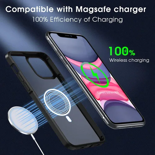Vista 4 de X-level Funda compatible con iPhone 11 a prueba de golpes [protección contra caídas de grado militar] esmerilado, translúcido, anticaídas, parte