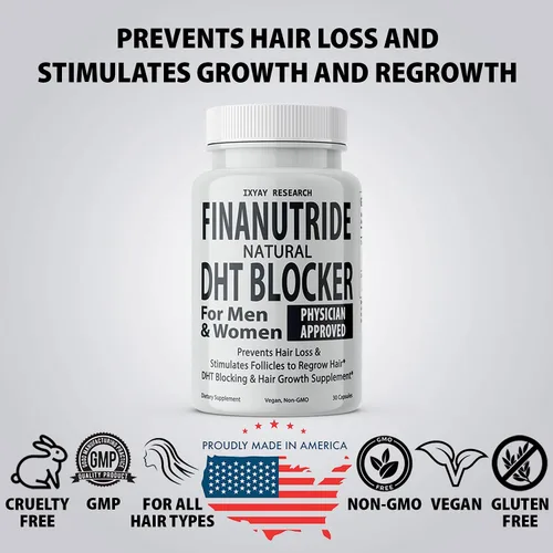 Vista 4 de Finanutride Natural DHT Blocker & Cápsulas de crecimiento del cabello para prevenir la pérdida de cabello, estimular los folículos capilares