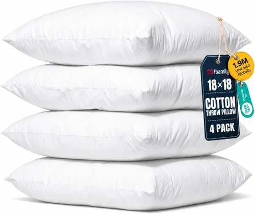 Vista 20 de Foamily Insertos de almohada 100% algodón de 12 x 12 pulgadas, rellenos de almohada para almohadas decorativas para sofá y cama, relleno de almohada