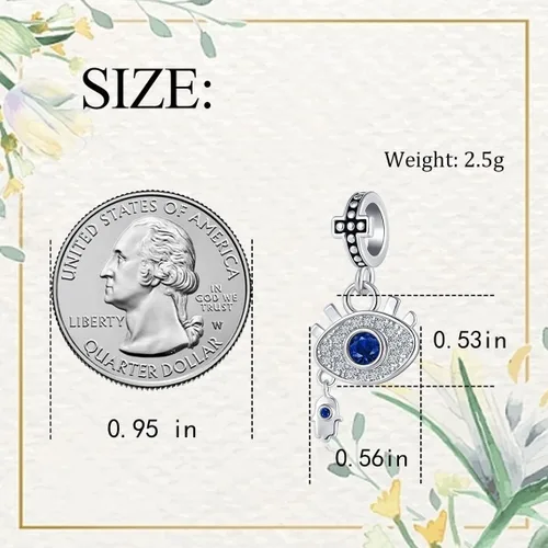 Vista 6 de QeenseKc Dije de ojo malvado Claddagh con dije de corazón de buena suerte cuentas doradas para pulsera Pandora