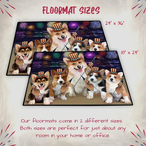 Vista 6 de Doggie of the Day Corgi Dogs Floor Mat - 4th of July Independence Day - Best Dog Doormat - Protector Decor - Unique Portrait Art - Premium Quality