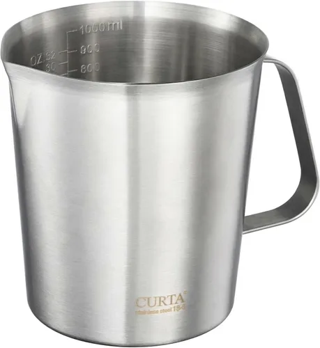 Vista 9 de CURTA Taza medidora de acero inoxidable 18/8 con asa y boquilla de vertido, taza de preparación de alimentos de cocina resistente para cocinar Mango