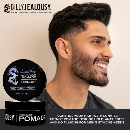 Vista 3 de Billy Jealousy Lunatic Fringe Pomada a base de agua para hombres, fijación fuerte, alto brillo, soluble en agua y producto para cabello vegano