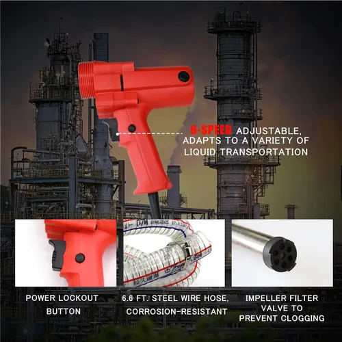 Vista 4 de Bomba eléctrica de barril para transferencia de combustible de 2480W, 110V 13000RPM, para bombas de transferencia eléctricas de 55 galones con tubo