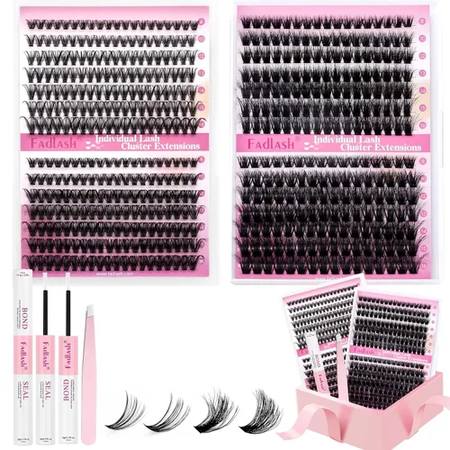 Vista 46 de Extensiones de pestañas individuales de 120 unidades, racimos de pestañas con rizado D, bandeja de longitud mixta, extensiones de pestañas