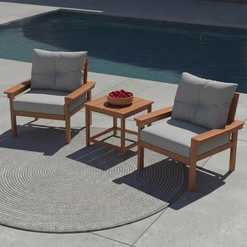 Vista 27 de Juego de muebles de patio HDPE de 13 piezas con mesas