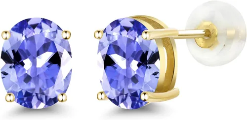 Vista 26 de Gem Stone King Aretes de oro de 14 quilates con piedra natal ovalada de 0.315 x 0.236 in Aretes de oro para mujer