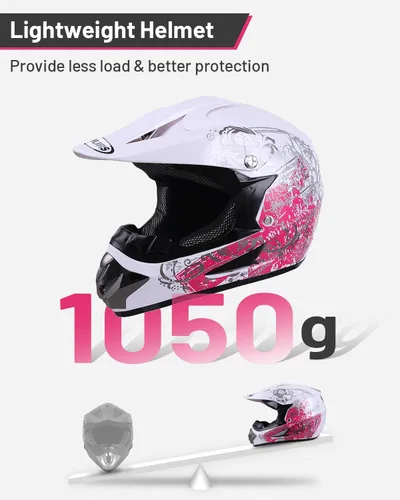 Vista 3 de Conjunto de casco de motocross y armadura corporal para jóvenes, equipo de seguridad de motocross ATV de 4 a 14 años con gafas, guantes, rodilleras