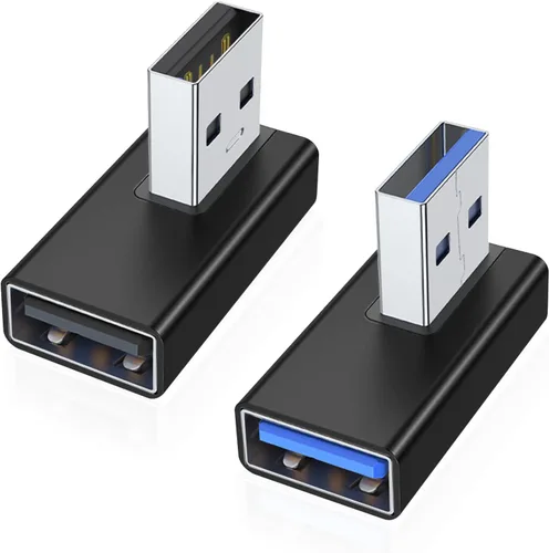 Vista 14 de AreMe Adaptador USB 3.0 de 90 grados, paquete de 2 unidades, extensor de convertidor USB A macho a hembra de ángulo recto para PC, laptop, cargador