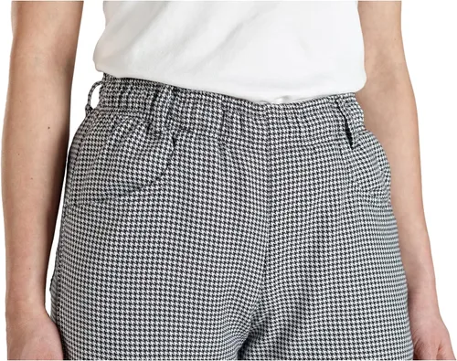 Vista 4 de Mercer Culinary Millennia - Pantalones de chef para mujer en diseño pata de gallo, L, NegroBlanco, 1