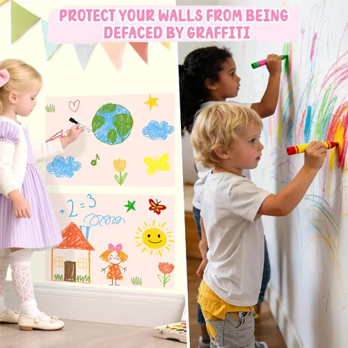 Vista 6 de Magnetic Wall Decal Magnet Board for Kids Playroom Peel and Stick 2Pcs Peel and stick, self adhesive, for toddler bedroom playroom homeschool