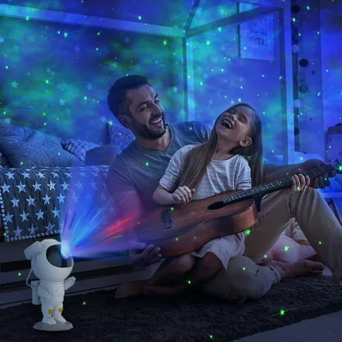 Vista 4 de Proyector de luz de astronauta, proyector de estrellas para niños, proyector de galaxia, iluminación para techo, proyector de luz LED de cielo