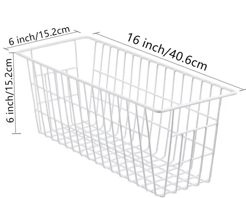 Vista 7 de iPEGTOP Juego de 6 cestas de almacenamiento de alimentos de alambre de metal con asas para organizar armarios de cocina, estante de despensa, baño