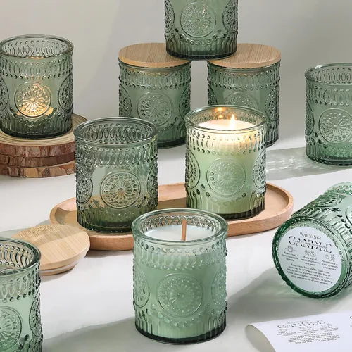 Vista 23 de DARJEN 10 tarros de vela de vidrio de 8 onzas con tapas, latas de velas Ámbar