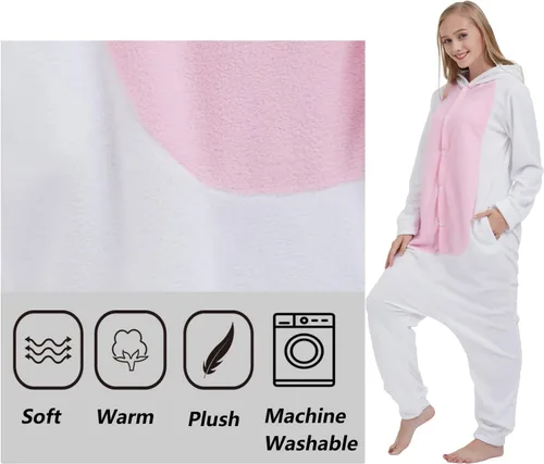 Vista 5 de SimZoo Pijama de animal para adultos, disfraz de cosplay de animales para hombres y mujeres, ropa de dormir unisex de una sola pieza