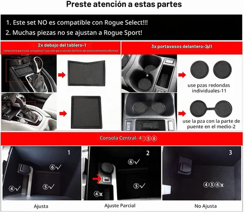 Vista 4 de Auovo Alfombrillas antipolvo para accesorios Rogue 2020 2019 2018 2017.5 2017 2016 2015 2014 ajuste personalizado forros de compartimento de puerta